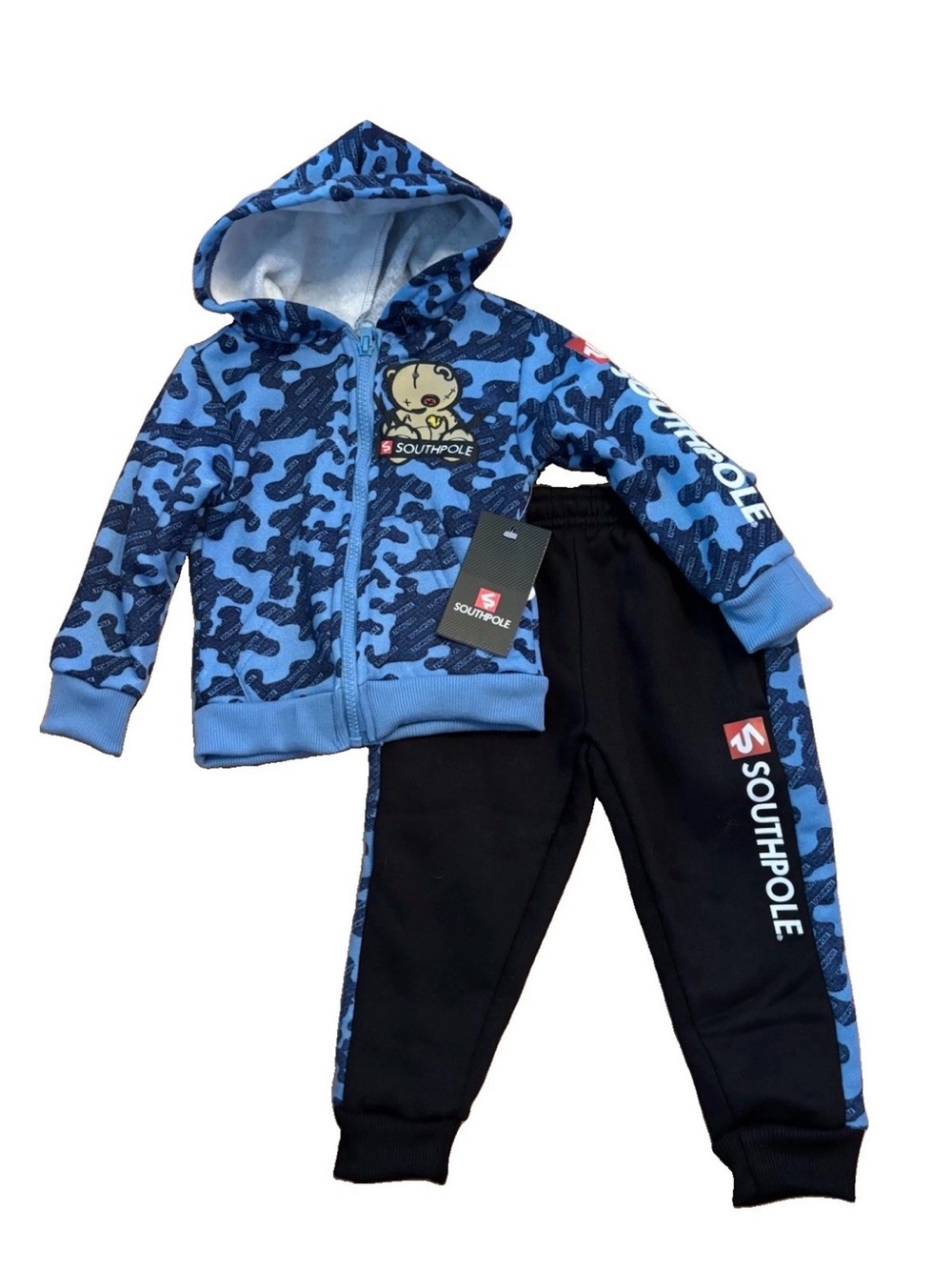 Southpole Kids Blue Camo Hoodie & Black Joggers Set - 18M